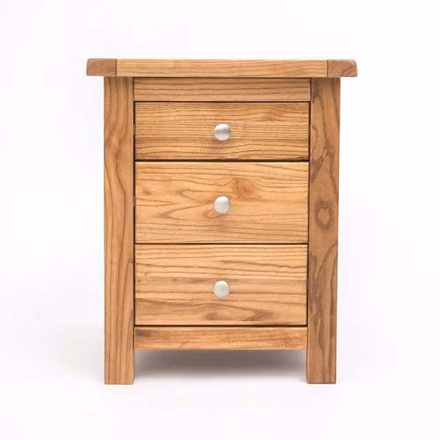 Cabinet Bits Trivento 3 Drawer Bedside Table in Natural Wood