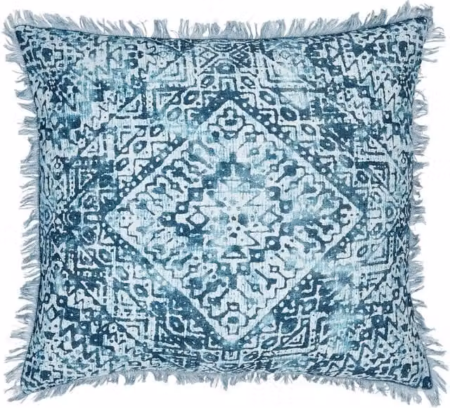 Bedeck of Belfast Mieko Cotton Cushion in Teal Mix Graphic Boho Design