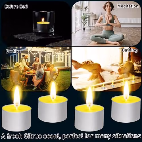 Deco Express Citronella Tealight Candles, Yellow, Pack of 50 – 3