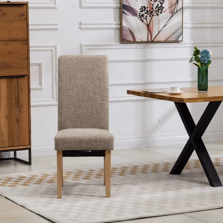 Artemis Home Rimini Fabric Dining Chairs, Set of 2, Brown, H 104 x W 47 x D 60 cm