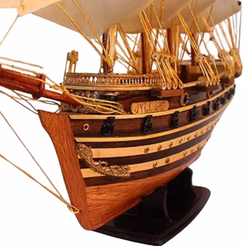 Authentic R & M Jylland Model Ship Handcrafted Wooden Historic Naval Replica with Stand, Brown – 2