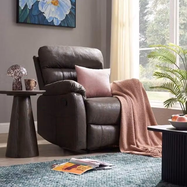 Home Detail Maxwell Brown Air Leather Manual Recliner Sofa – 2