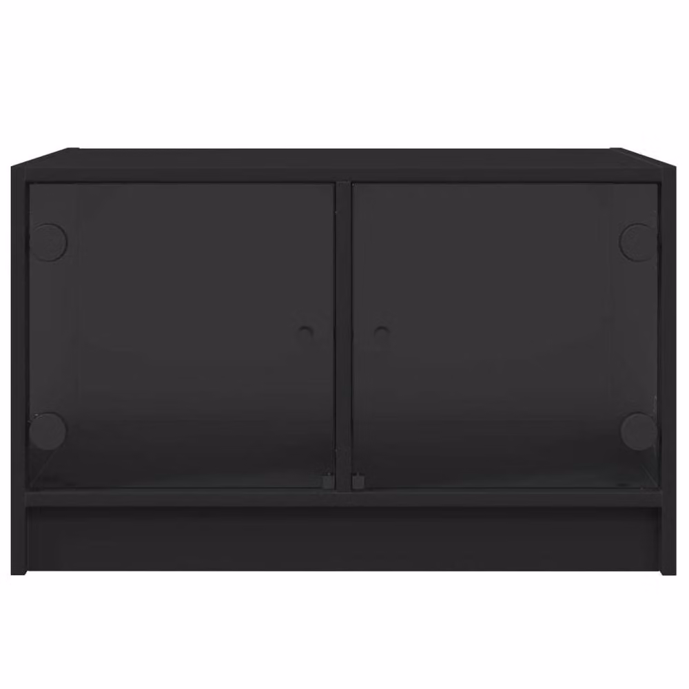Berkfield Home Modern Black Coffee Table with Glass Doors, W: 68 cm, D: 50 cm, H: 42 cm – 4