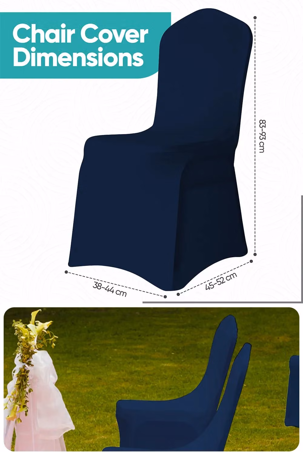 Neel Blue Stretch Dining Chair Cover in Navy Blue, Washable Spandex Polyester Slipcover – 2