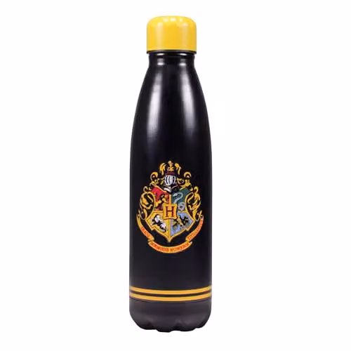 Half Moon Bay Harry Potter Hogwarts Crest Vacuum Insulated Metal Water Bottle, Black and Yellow, 500ml