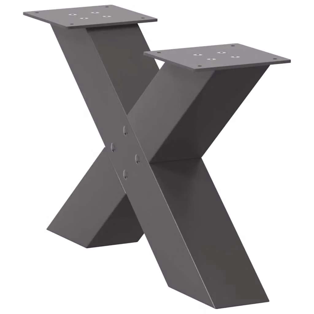 Berkfield Home X-Shaped Coffee Table Legs, 2 Piece Anthracite Steel Set, H 60 cm x W 31 cm – 3