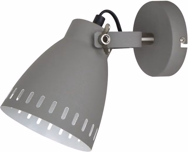 Netlighting Industrial and Retro Metal Wall Lamp with Grey Cone Shade and E27 Socket in Satin Grey