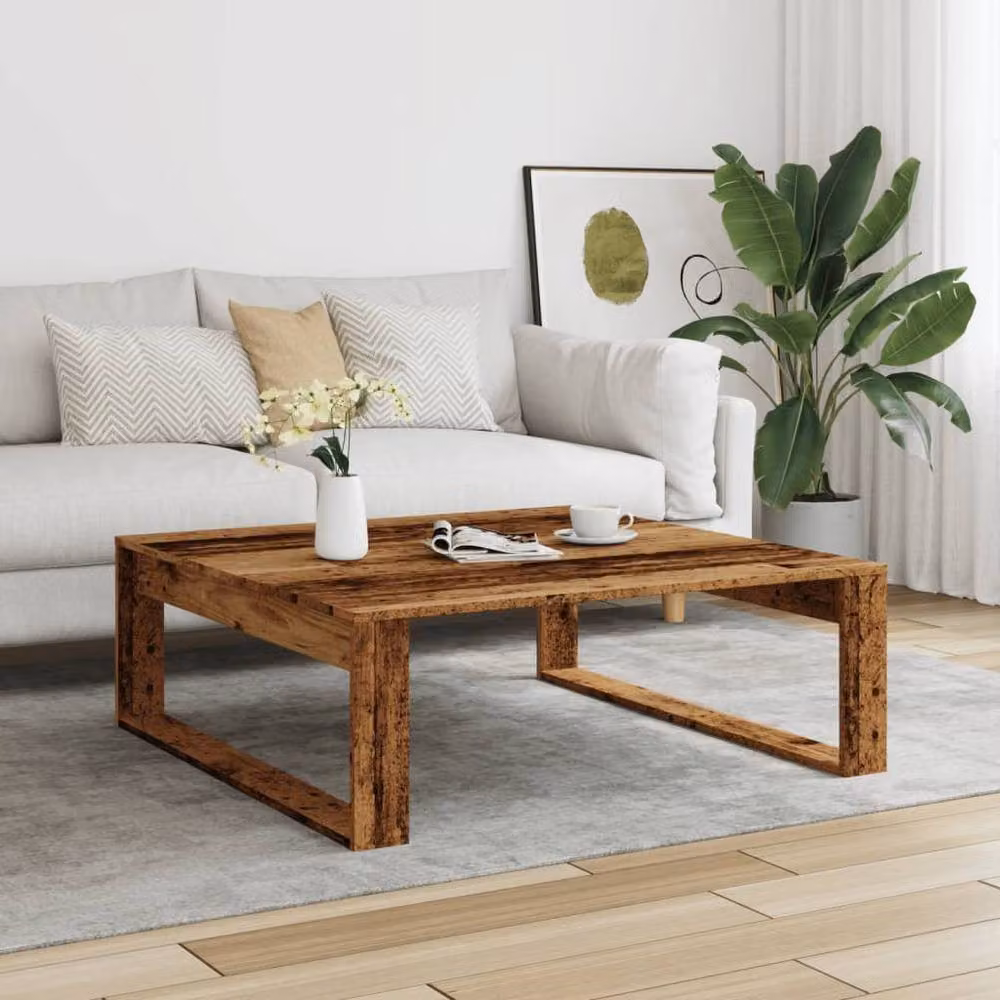 Berkfield Home Square Coffee Table in Brown Old Wood, W/D/H: 100 x 100 x 35 cm – 3