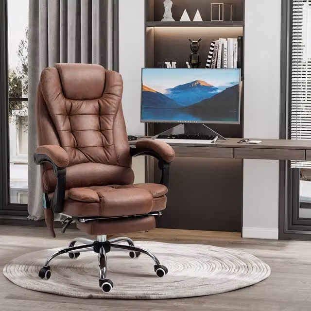 Vinsetto Ergonomic Brown Microfibre Heated Massage Office Chair with Headrest and Armrests – 2