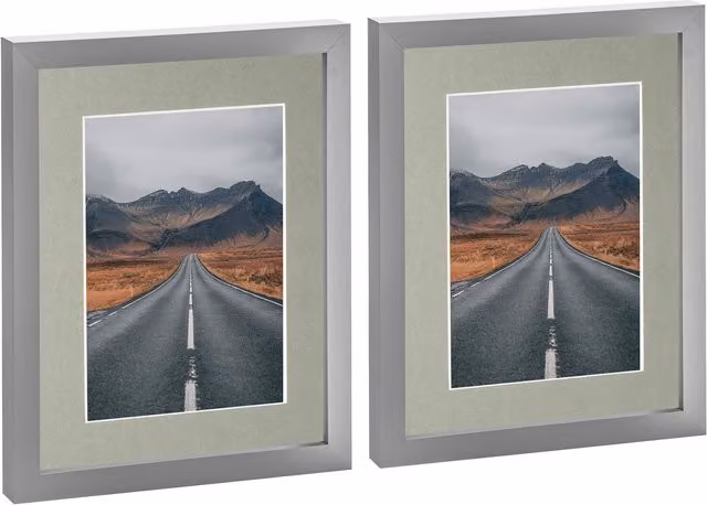 Nicola Spring Pack of 2 Rectangular Grey Photo Frames with 5x7 inch Mounts, 8x10 inch