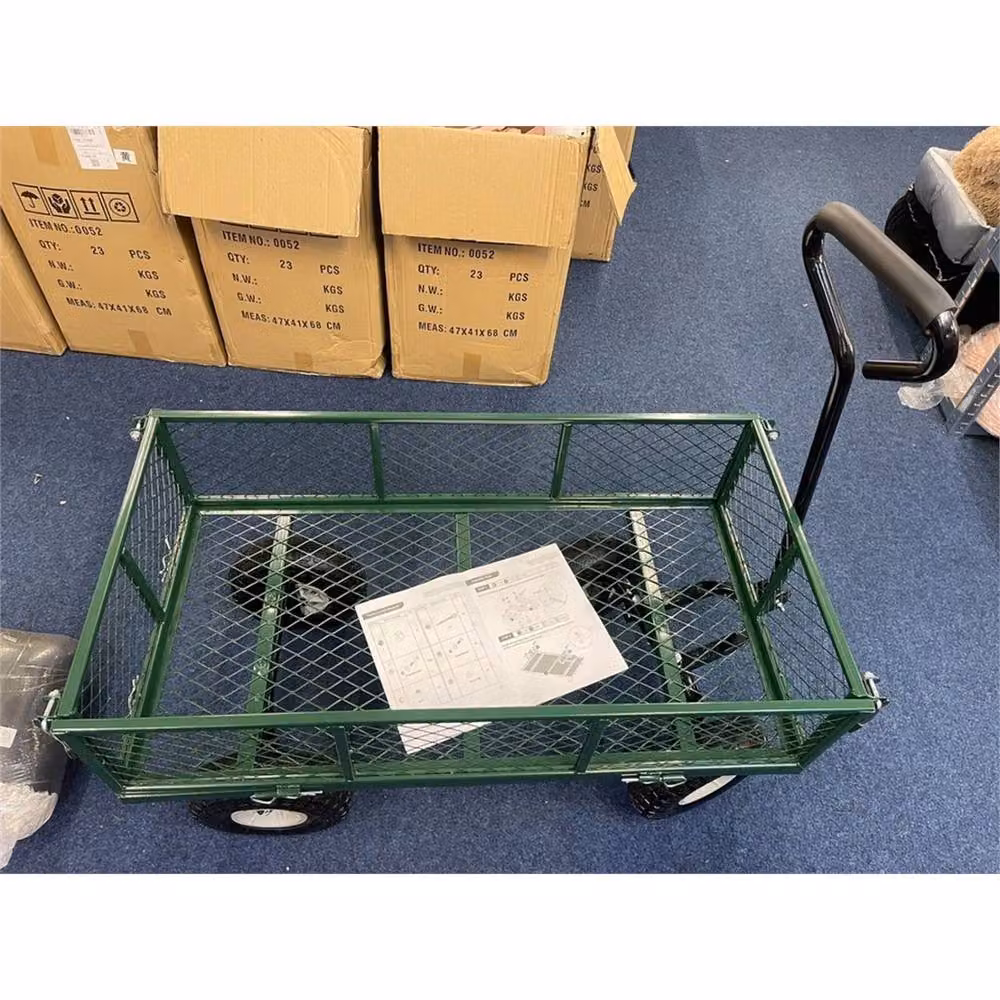 VOGREX 4 Wheel Foldable Garden Utility Wagon Trolley in Green – 4
