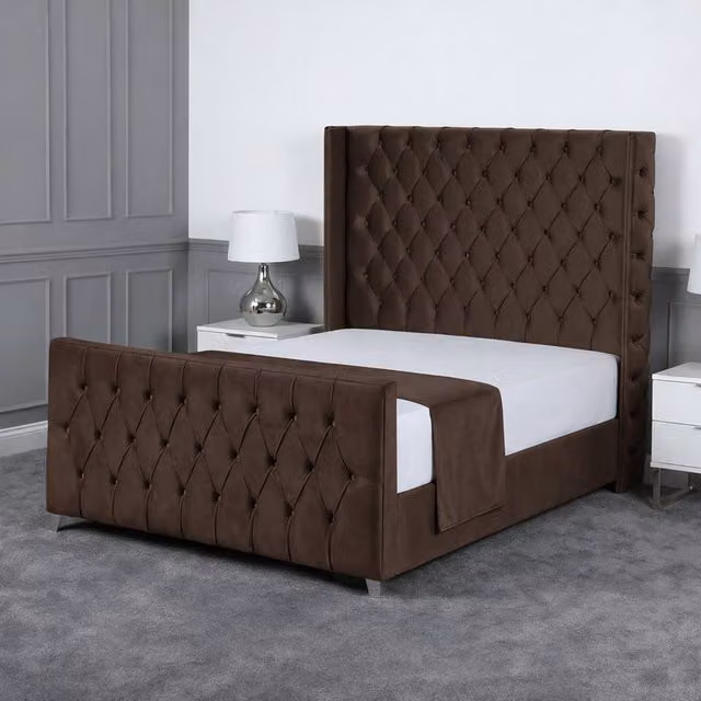 Living Comfort Bedz Seraphina Upholstered Gas Lift Storage Bed in Brown, W/D/H: 120 x 200 cm