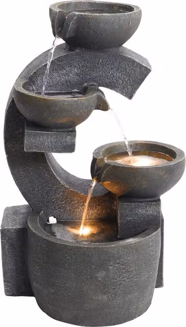 Breeins Electric Creative C-Shape Tabletop Water Fountain in Grey