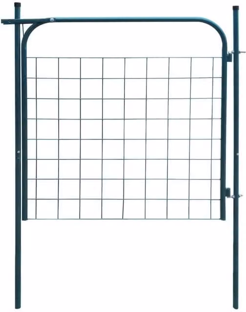 Berkfield Green Galvanised Steel Garden Fence Gate W: 100 cm, H: 100 cm
