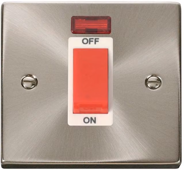 SE HOME White Surface Mount 1 Gang Switch with Satin Brushed Chrome Plate