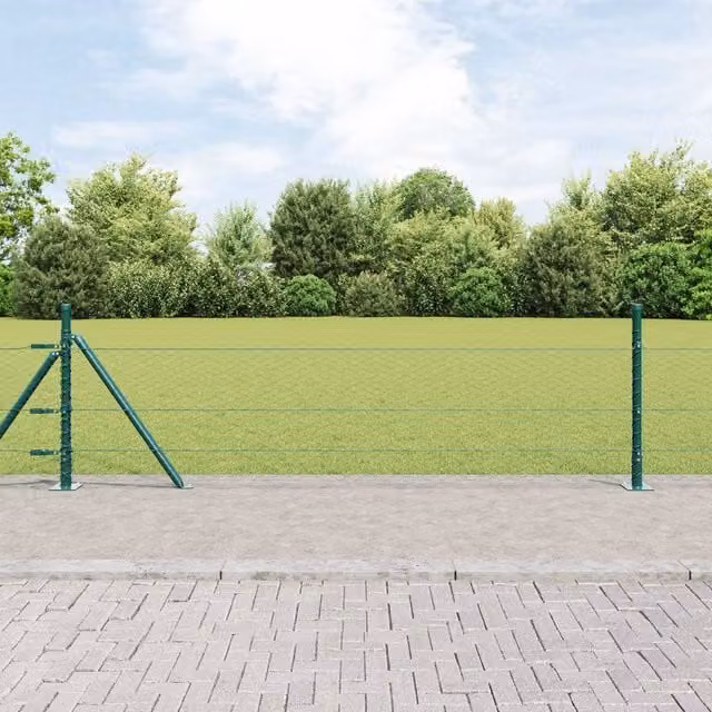 Berkfield Home Green Powder-Coated Steel Hexagon Fence, W/H: 10 x 0.5 m