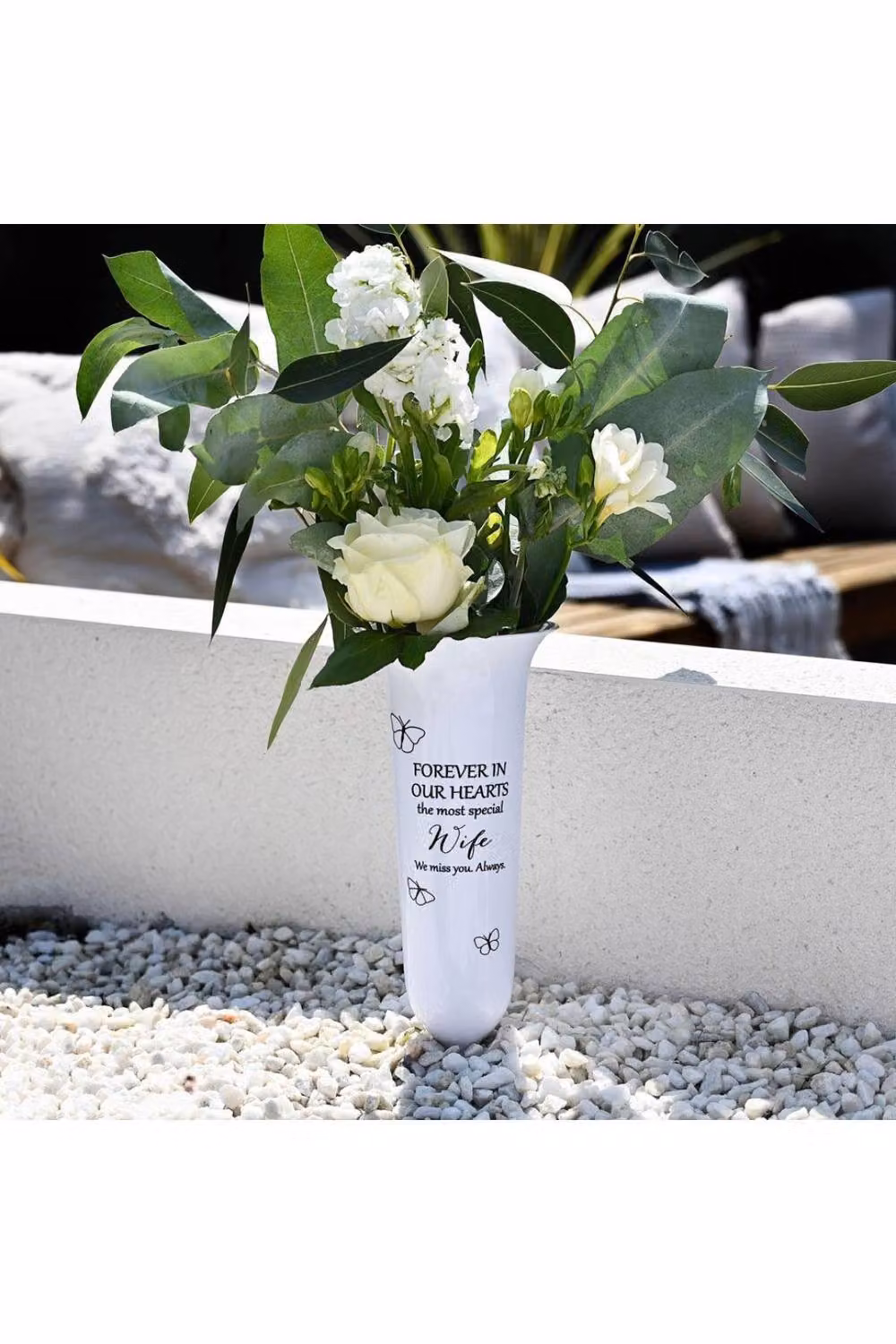 KDMD White Condolence Grave Vase Set of 3 – 2
