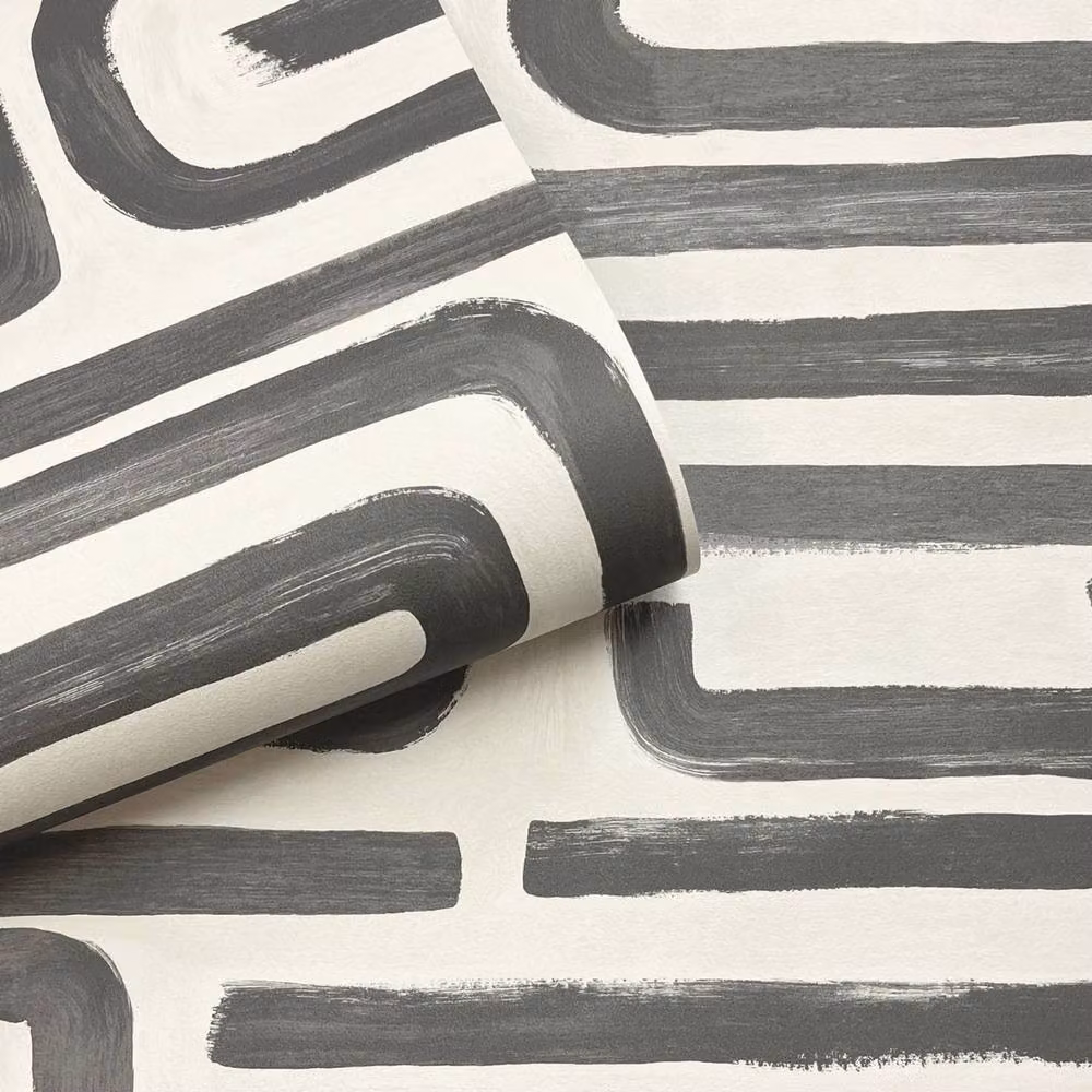Holden Décor Geometric Abstract Brushed Wallpaper in Anthracite Grey – 3