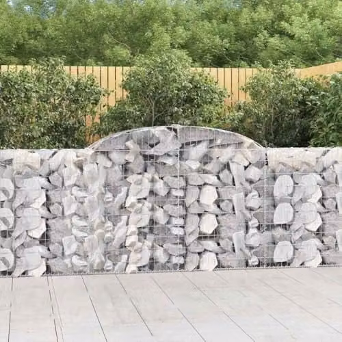 vidaXL Set of 8 Arched Gabion Baskets in Silver Galvanised Steel, W: 300 cm, D: 30 cm, H: 100/120 cm – 2