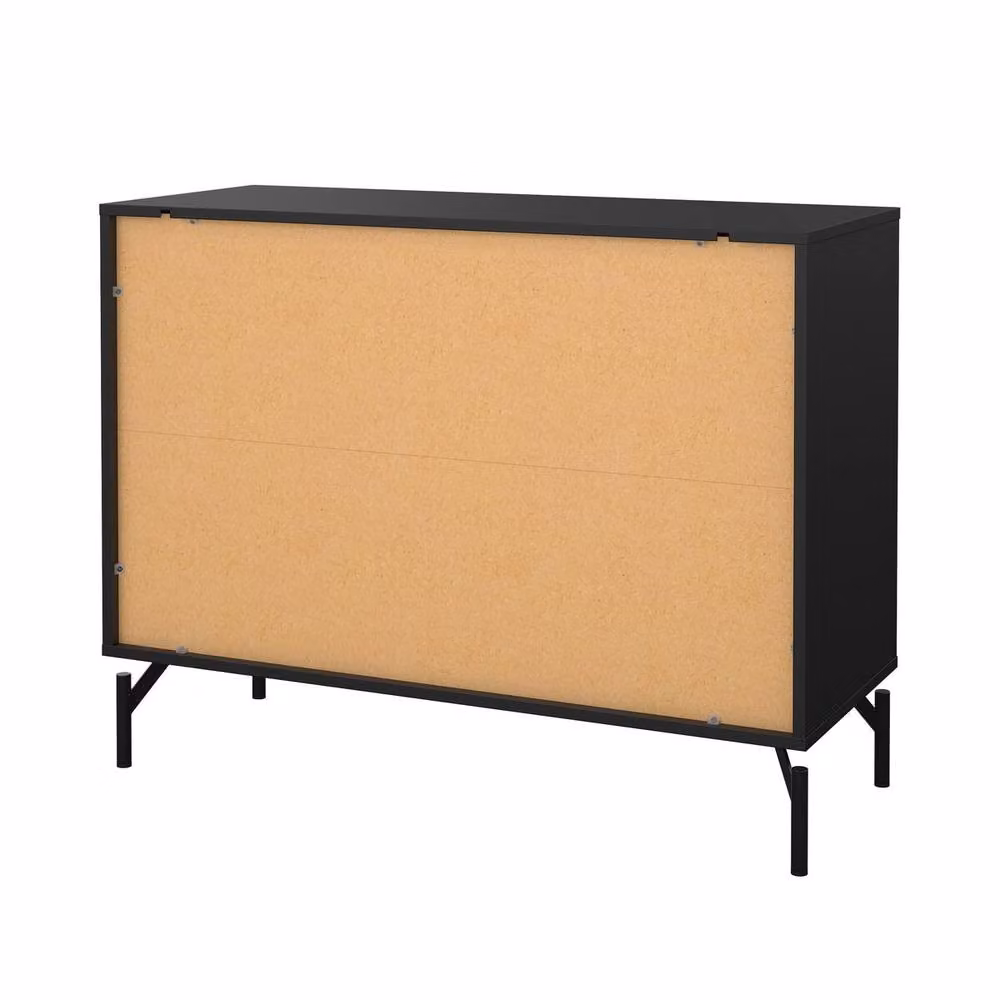 CALICOSY BORA 3-Drawer Chest in Matte Black with Metal Legs, Width: 99 cm – 5