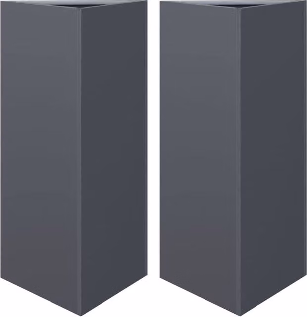 Berkfield Home Garden Triangular Steel Planters, 2 Pack, Anthracite, W: 40 cm, D: 34.5 cm, H: 70 cm – 1