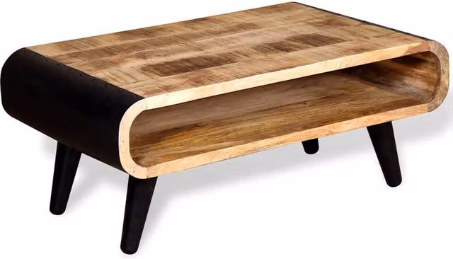 Berkfield Home Rough Mango Wood Coffee Table in Brown and Multicolour, W/D/H: 90 x 55 x 39 cm – 1