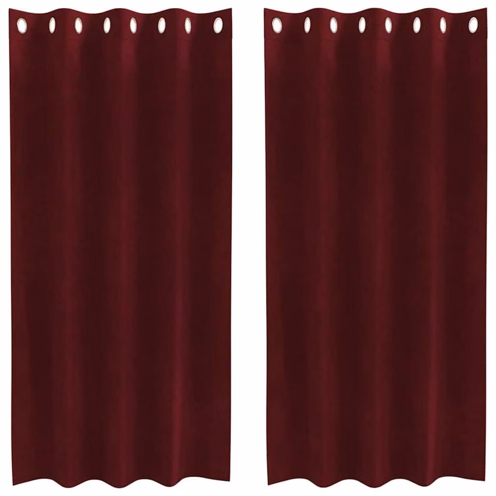 Berkfield Home Modern Blackout Velvet Curtains with Eyelets, 2 Pack, Red – 3