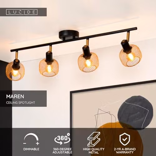 Lucide Maren Ceiling Spotlight in Gold/Brass with 4x E14 Sockets – 2