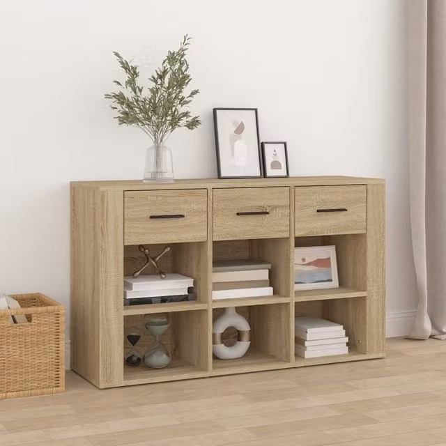 Berkfield Home Sonoma Oak Sideboard in Brown, W/D/H: 100 x 30 x 59.5 cm