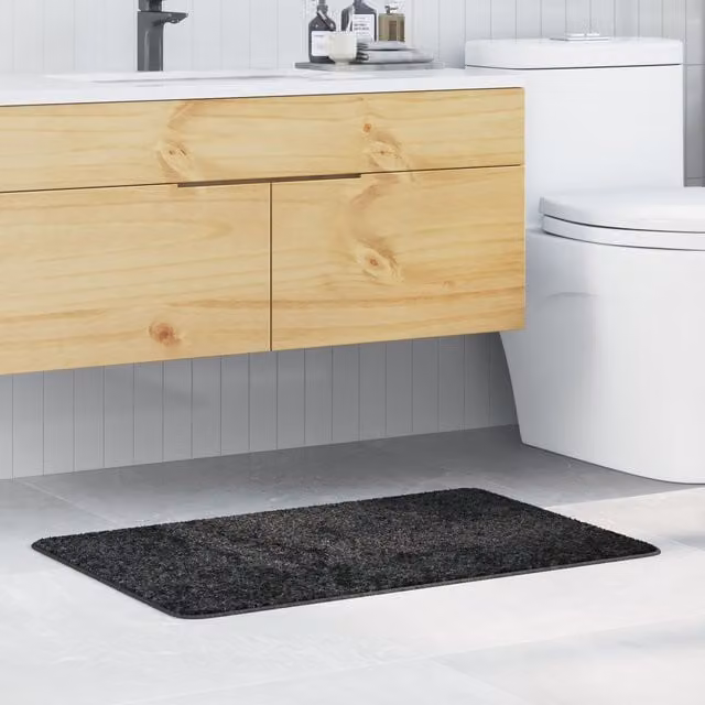 Berkfield Home Rectangular Non-Slip Bath Mat in Grey, W: 60 cm x D: 90 cm