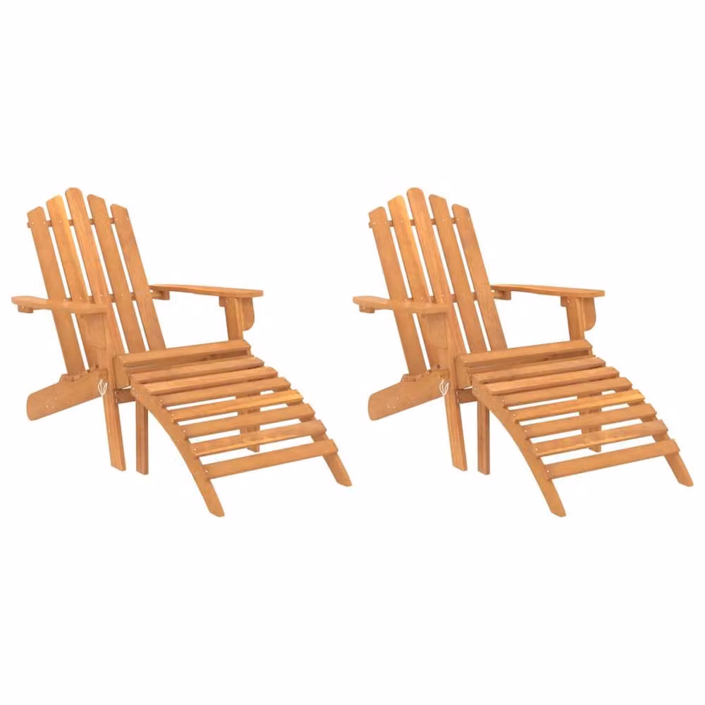 Berkfield Home Garden Adirondack Chairs with Footrests, Set of 2, Solid Acacia Wood in Brown – 2