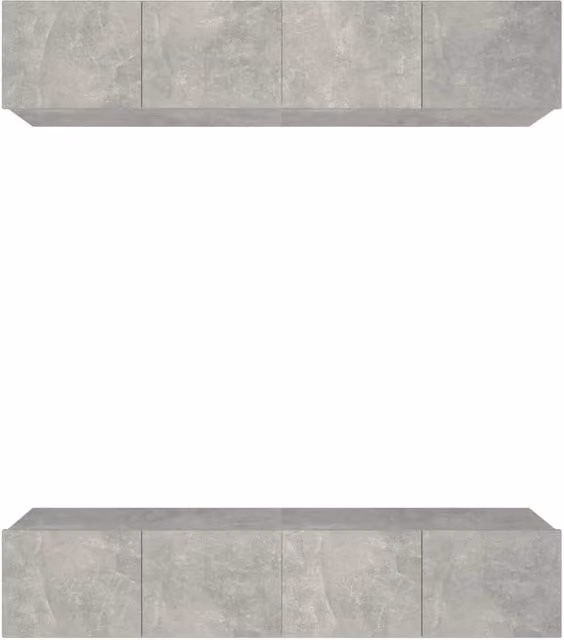 Berkfield Home Set of 4 Wall Mounted TV Cabinets in Concrete Grey, W/D/H: 80 x 30 x 30 cm