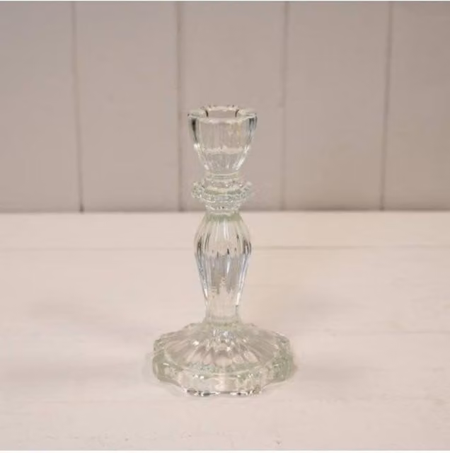 KDMD Elegant Transparent Glass Taper Candle Stick Holder