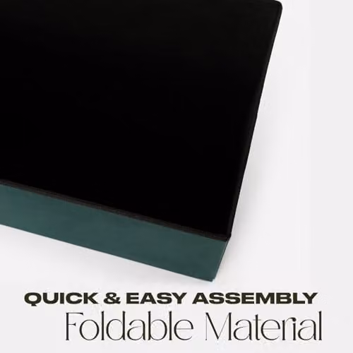OHS Rectangle Velvet Ottoman Storage Box in Green and Grey, W/D/H: 80.0 x 40.0 x 40.0 cm – 3