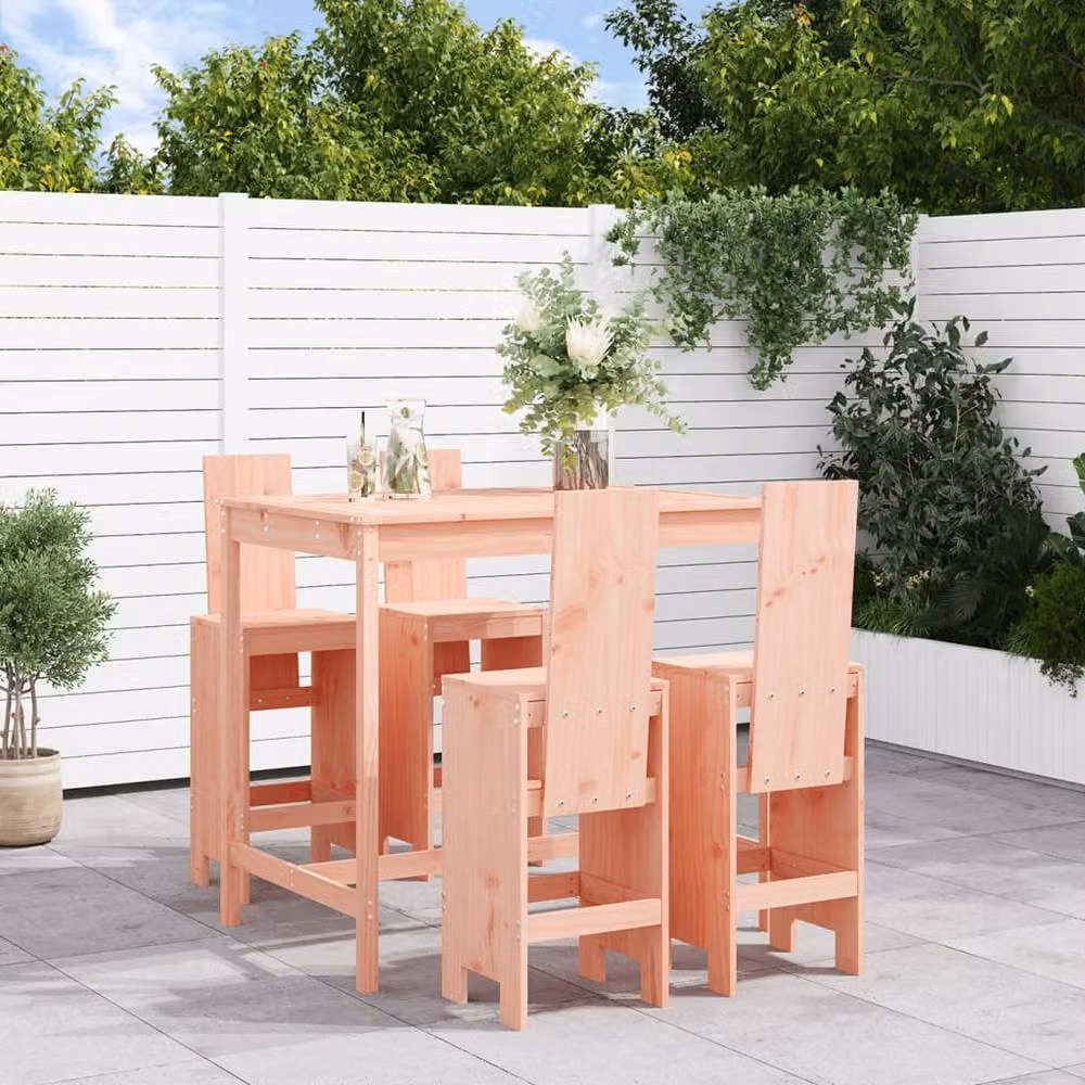 Berkfield Home 5 Piece Solid Wood Douglas Garden Bar Set in Brown – 2