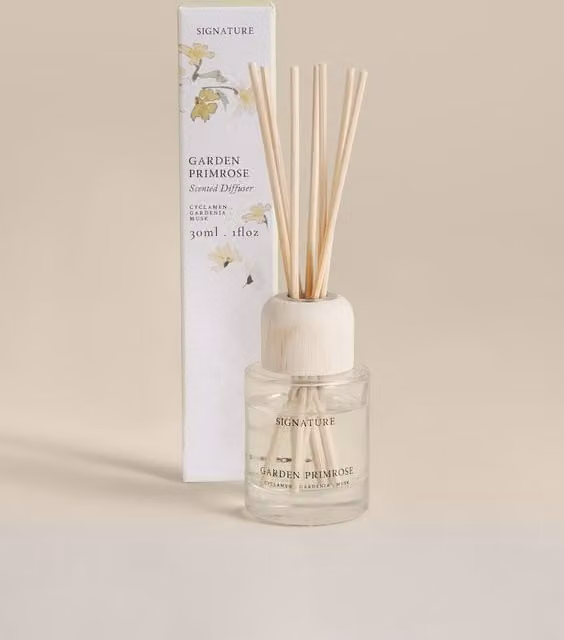 M&S Garden Primrose Mini Reed Diffuser in Pink Mix with Glass Bottle