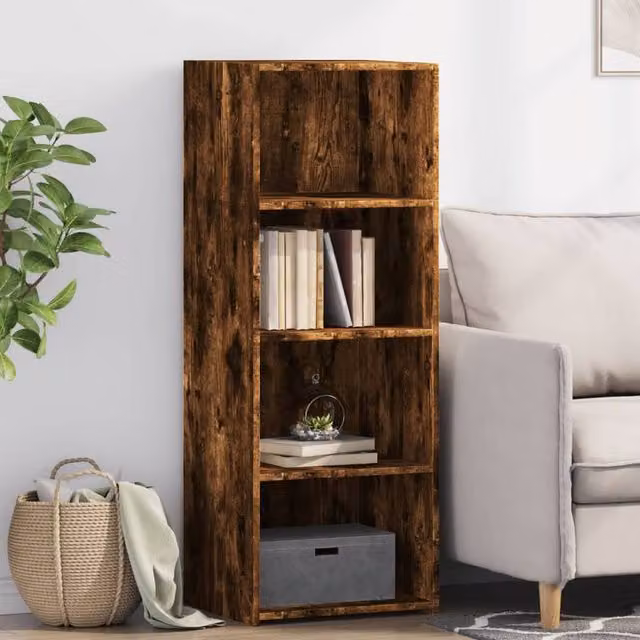 Berkfield Home Modern Smoked Oak Highboard in Brown, W/D/H: 45 x 41 x 124 cm