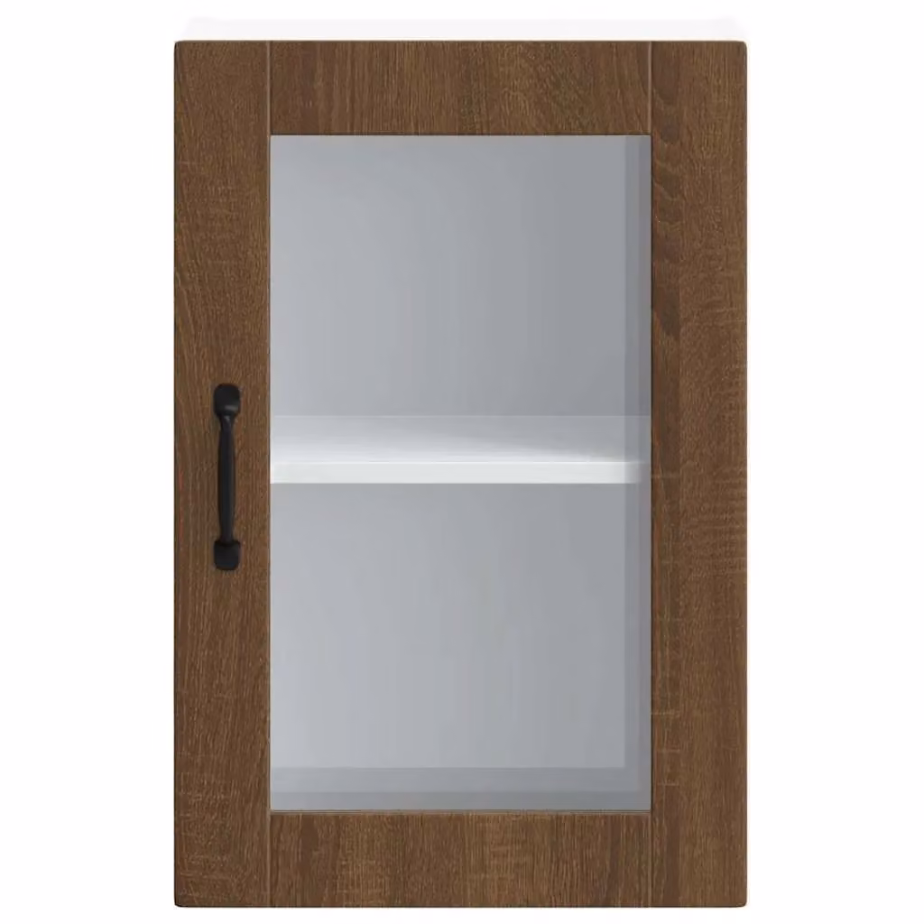 Berkfield Home Porto Brown Oak Kitchen Wall Cabinet with Glass Doors – 3