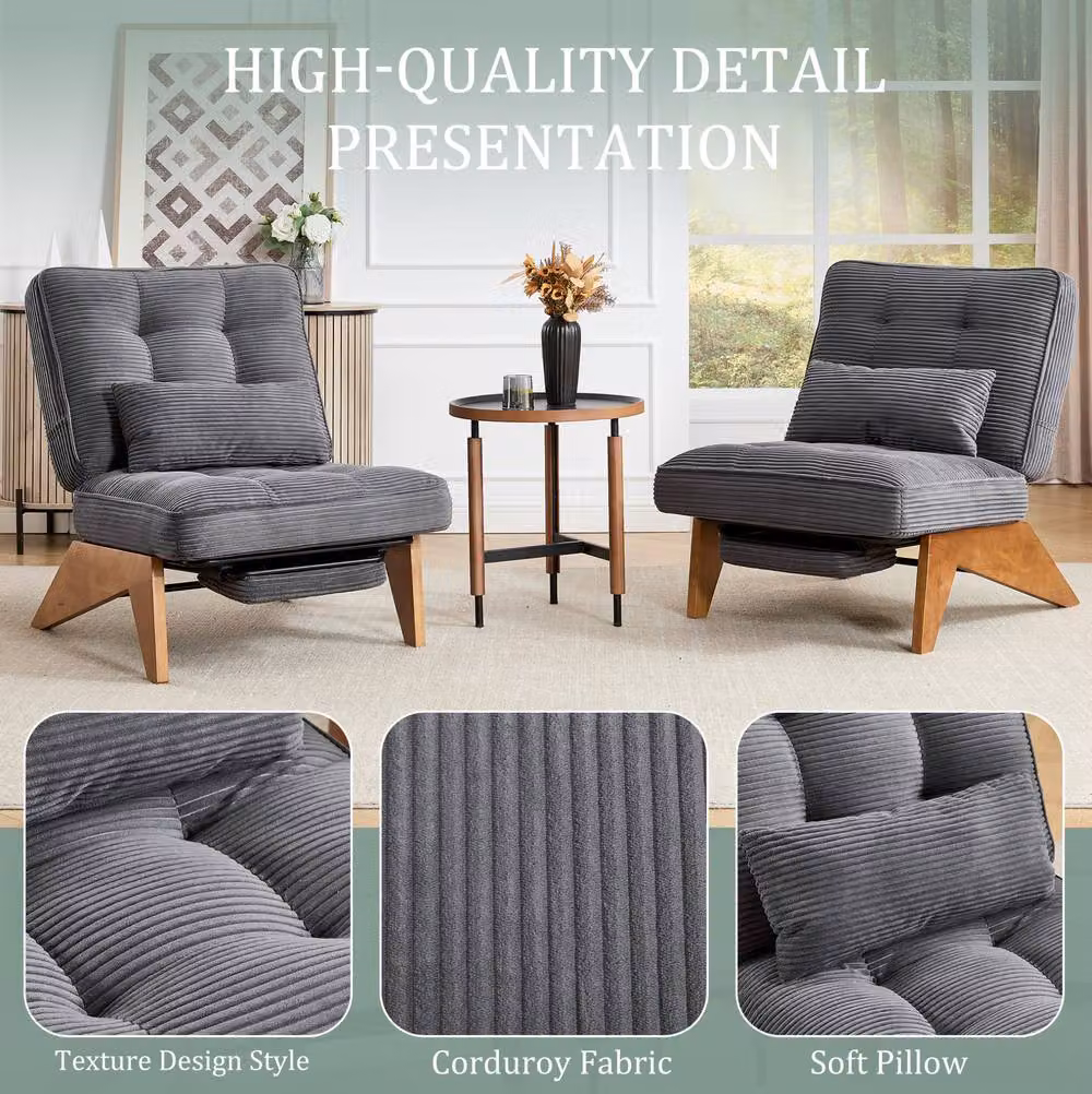 STILVORA Recliner Chair with Adjustable Backrest and Foldable Ottoman in Grey – 6