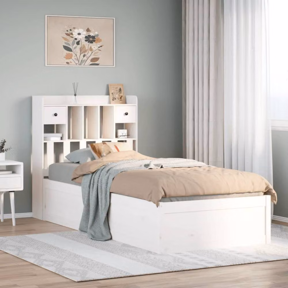 Berkfield Home Single Solid Wood Pine Bed Frame with Drawers, White, W/D/H: 90 x 190 cm – 2