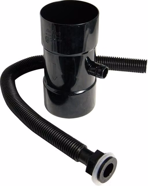 FloPlast Round PVC Rainwater Diverter, 80mm, Black