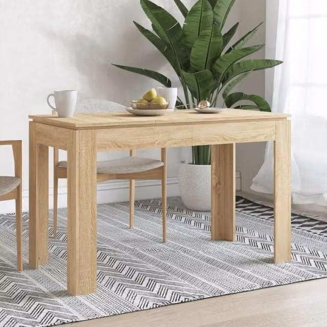 Berkfield Home Sonoma Oak Dining Table in Brown, W/D/H: 120 x 60 x 76 cm
