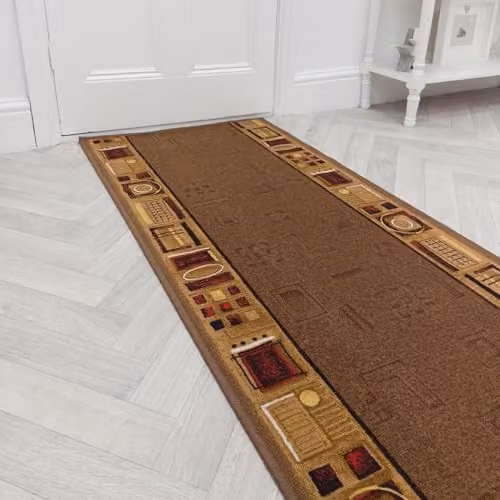 runrug Jena Loop Pile Hallway Runner Rug, Brown, W: 66 cm, L: 390 cm