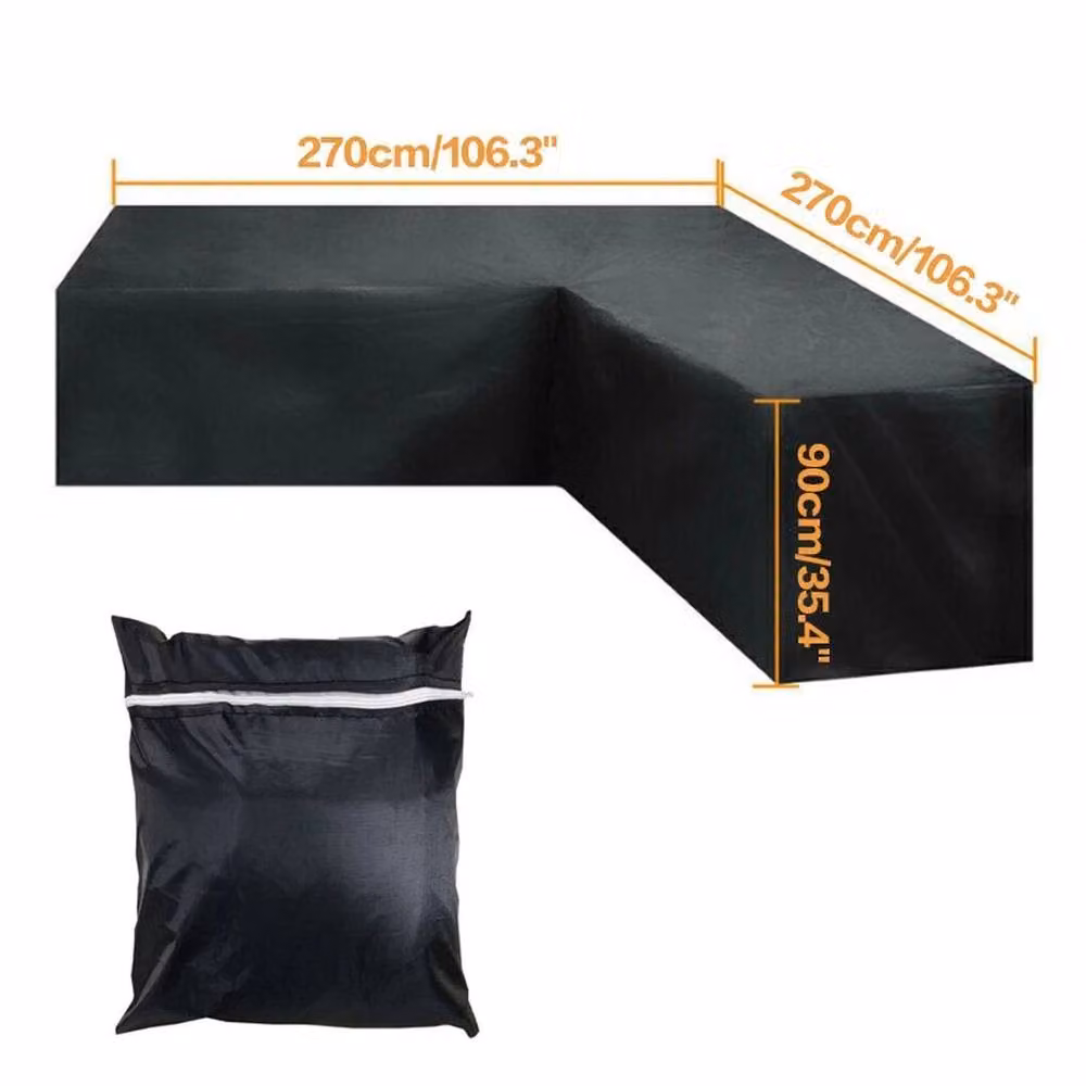 Hinsinc Waterproof Black Cover for L-Shape Rattan Corner Sofa, W/D/H: 300 x 300 x 98 cm – 2