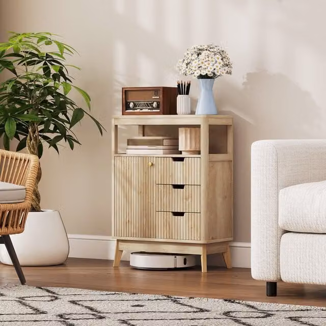 HOMCOM Modern Sideboard Storage Cabinet in Brown Wood for your Living Room, Dining Room or Bedroom