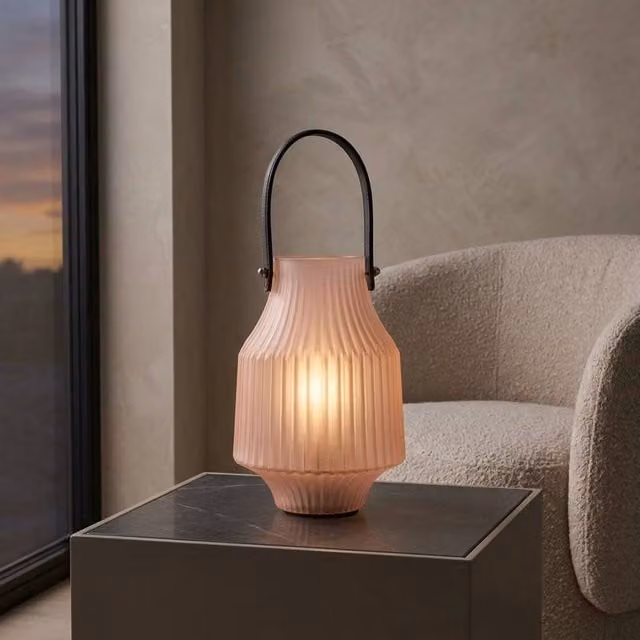 Garden Greatness Lumina Battery Operated Portable Lantern in Pink W/D/H: 31.0 x 14.0 x 14.0 cm