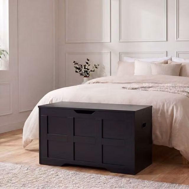 Vida Designs Small Black Storage Ottoman
