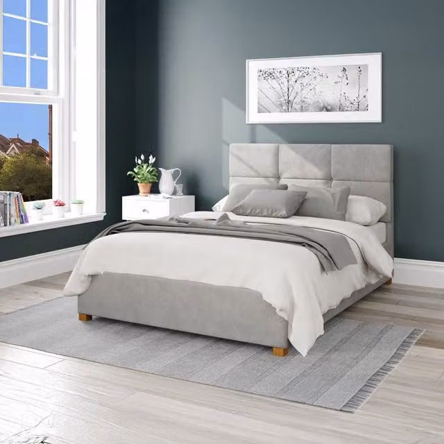 Aspire Modern Upholstered Velvet Ottoman Storage Bed in Silver Grey, W/D/H: 120 x 200 cm