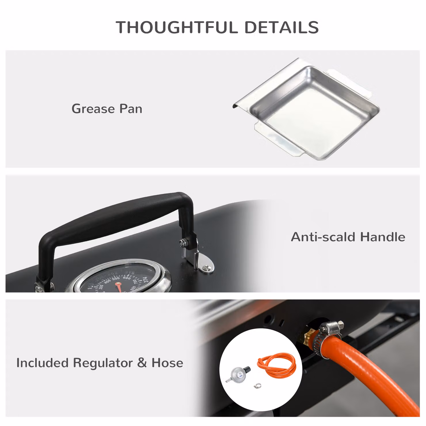 Outsunny Foldable 2 Burner Gas BBQ Grill with Lid, Piezo Ignition and Thermometer, Black Aluminium Alloy Tabletop Barbecue – 4