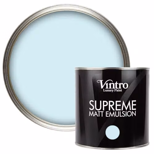 Vintro Luxury Matt Emulsion Multi Surface Paint in Moonstone Light Blue, 2.5 L